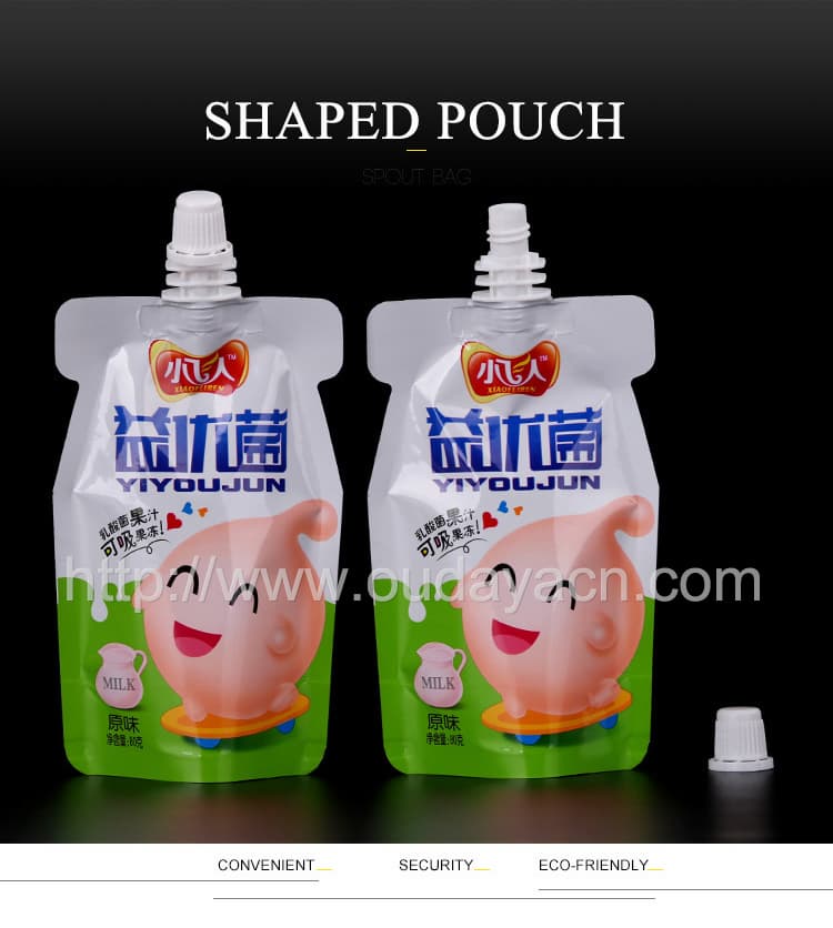 New design 80ml yogurt _milk stand up spout bag
